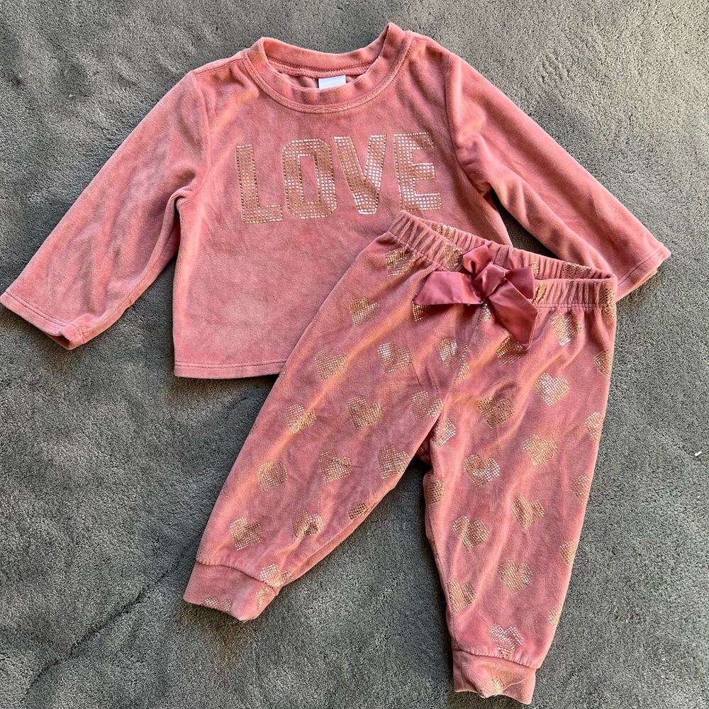 Dusty Rose Velour Toddler Set